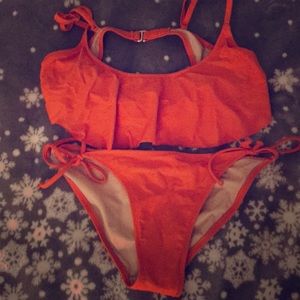orange bikini top and bottom
